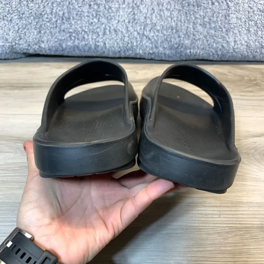 Oofos OOahh Mens 10 Womens 12 Sport Flex Slide Recovery‎ Sandals Black Slides